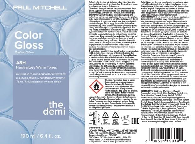 Paul Mitchell The Demi Color Gloss, Glosses in 3 Minutes, Ash, 6.4 Fl Oz