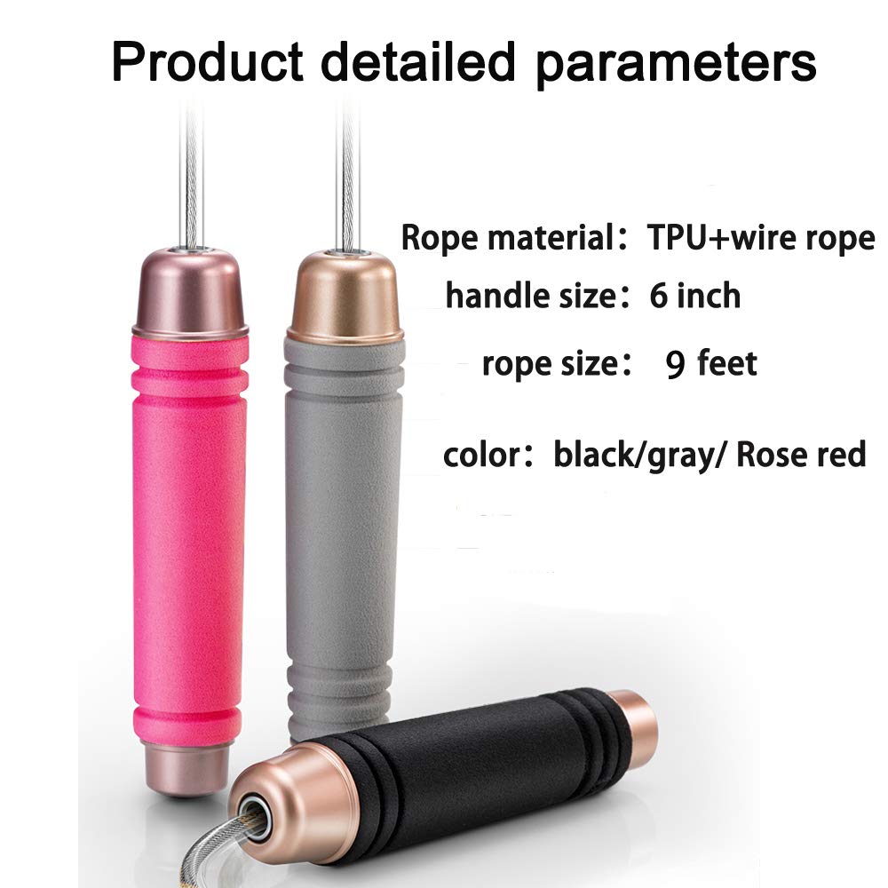 Gaoykai weighted jump rope for handle,Tangle-Free PU Wire rope with bearing comfortable foam handle,skipping rope for workout and fitness training for men women and kids