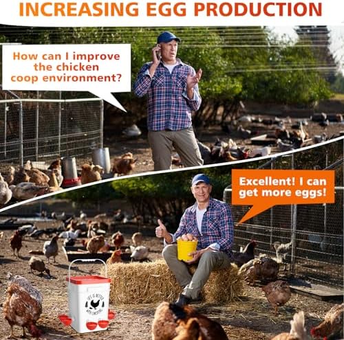 Tgeyd Chicken Waterer 5 Gallon, with 6 Enlarge Automatic Water Cups, Large Cicken Waterer for Chicken Duck and Goose