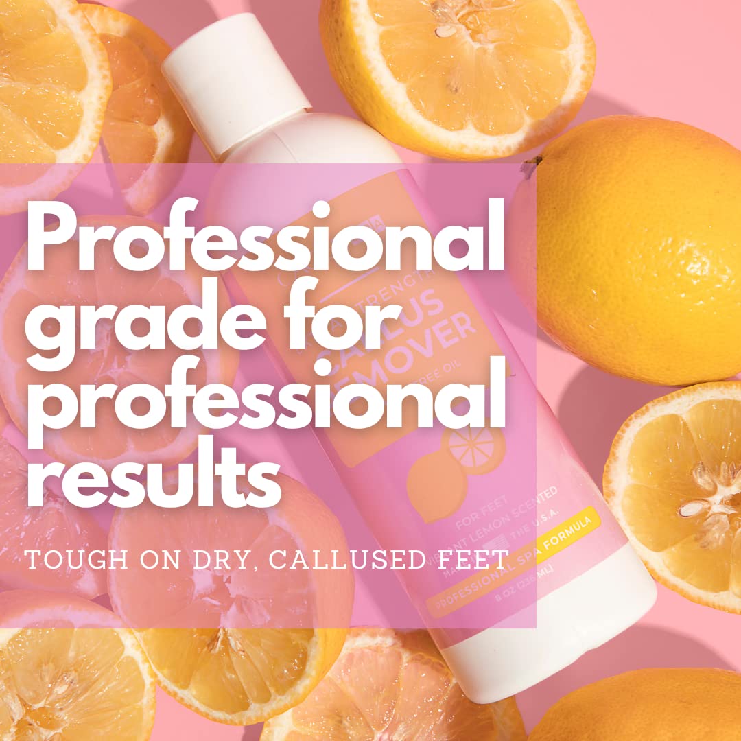 Cacee 8oz Foot Callus Remover with Tea Tree Oil, Lemon Scent for Foot Spa, Pedicure Soak, Foot Care, Athletes Foot Treatment, Cuticle and Callus Remover for Feet