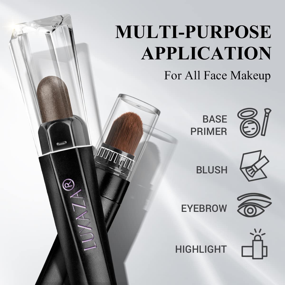LUXAZA Cream Single Eyeshadow Stick with Blending Brush, Hypoallergenic Eye Shadow Makeup, Pro Waterproof & Long Lasting Eye Brightener, Eyeshadow Pencil Crayon Shimmer #139