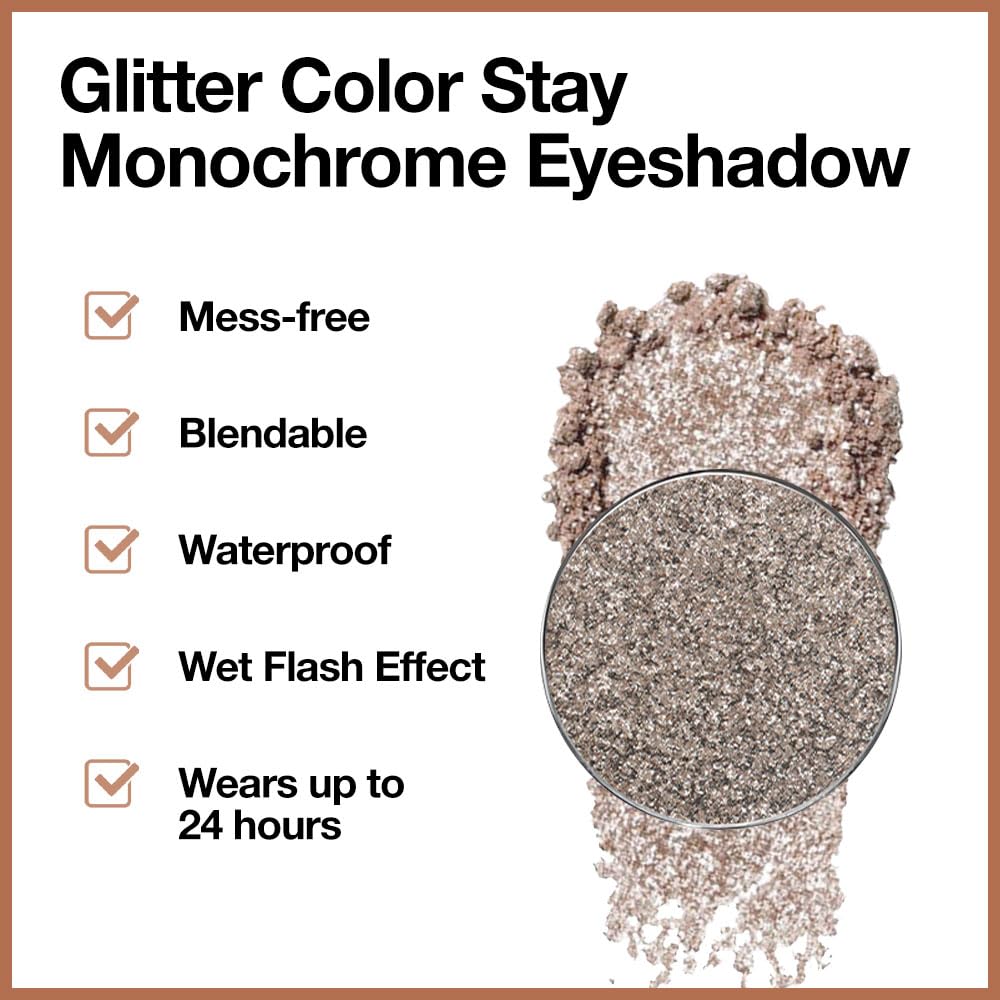 CAKAILA Single Gray Brown Glitter Shimmer Eyeshadow,Bright High Pigment Intense Monochrome Eye Shadow,Buildable Sparkly Eye Glitter Shimmer Finish,24 Hour Eye Makeup Longwear Waterproof,Blendable