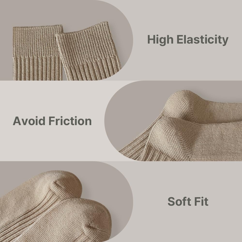 HOMSSEM Ribbed Socks Women Cozy Socks – 5 Pair Cute Womens Crew Socks (B. Scent of Wood)