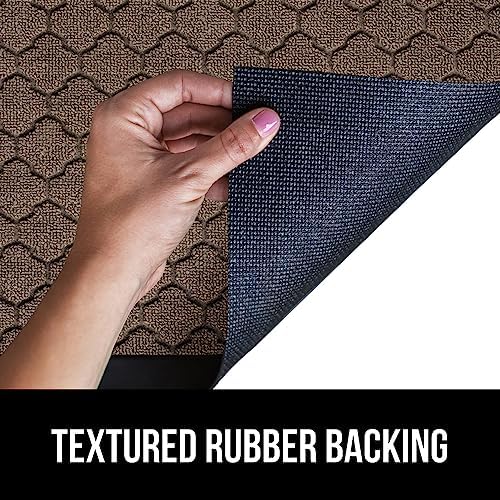 GORILLA GRIP 100% Waterproof All-Season WeatherMax Doormat, Durable Natural Rubber, Stain and Fade Resistant, Low Profile, Indoor Outdoor Doormats, Easy Clean Patio Entry Mat, 17x29, Latte Quatrefoil