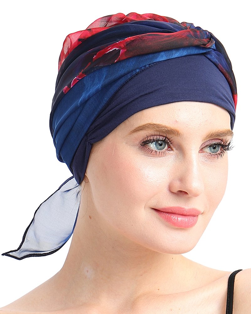 Chemo Scarf Easy Tie Lined Turban Hat for Cancer Women Patients Winter Red