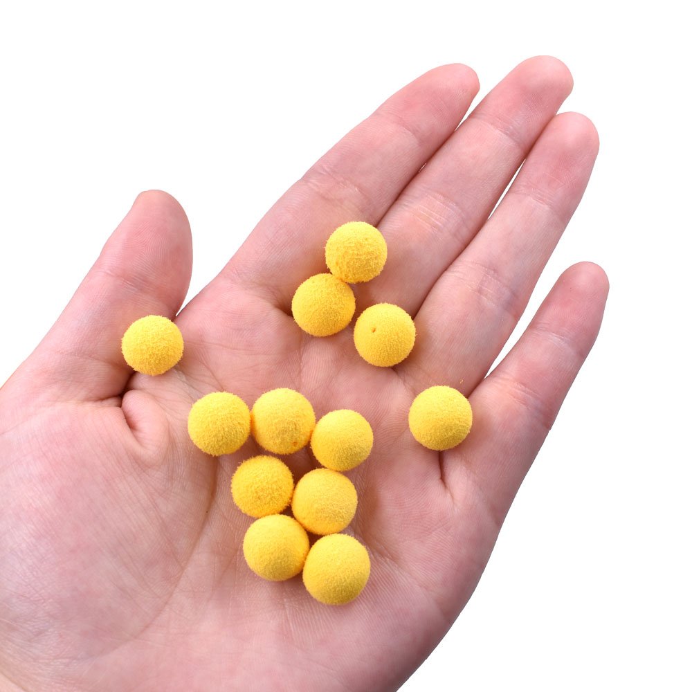 PHECDA PROFLY 30pcs 12mm Smell Carp Fishing Bait Boilies Eggs / 4 Flavors Floating Ball Beads Feeder Artificial Carp Baits Lure (Yellow-Sweet Corn(12mm))