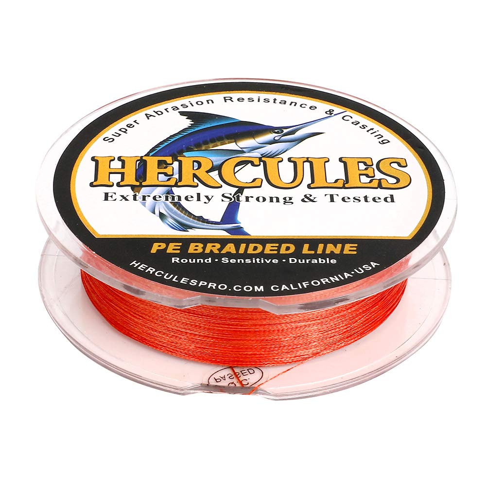 HERCULES Super Strong 100M 109 Yards Braided Fishing Line 6 LB Test for Saltwater Freshwater PE Braid Fish Lines 4 Strands - Red, 6LB (2.7KG), 0.08MM