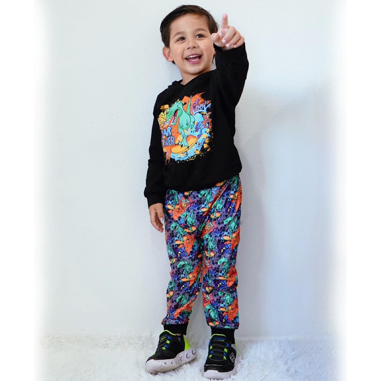 HINTINA 2T Toddler Little Boy Dinosaur Sweatsuit Outfits Long Sleeve Two Piece Dino Hoodie Hooded Sweatshirt Tracksuit Fall Winter Clothes Clothing Set 2-3T