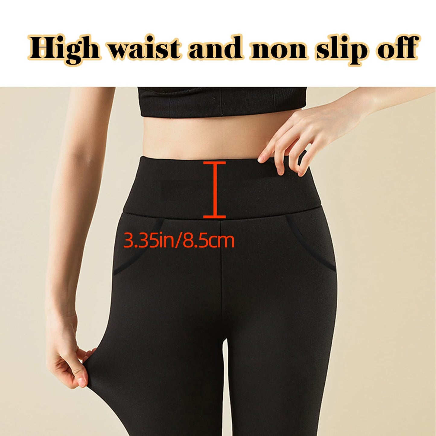 Ninejuize Fleece Lined Yoga Leggings with Pockets for Women Athletic Pants High Waist Winter Warm Thermal Tights