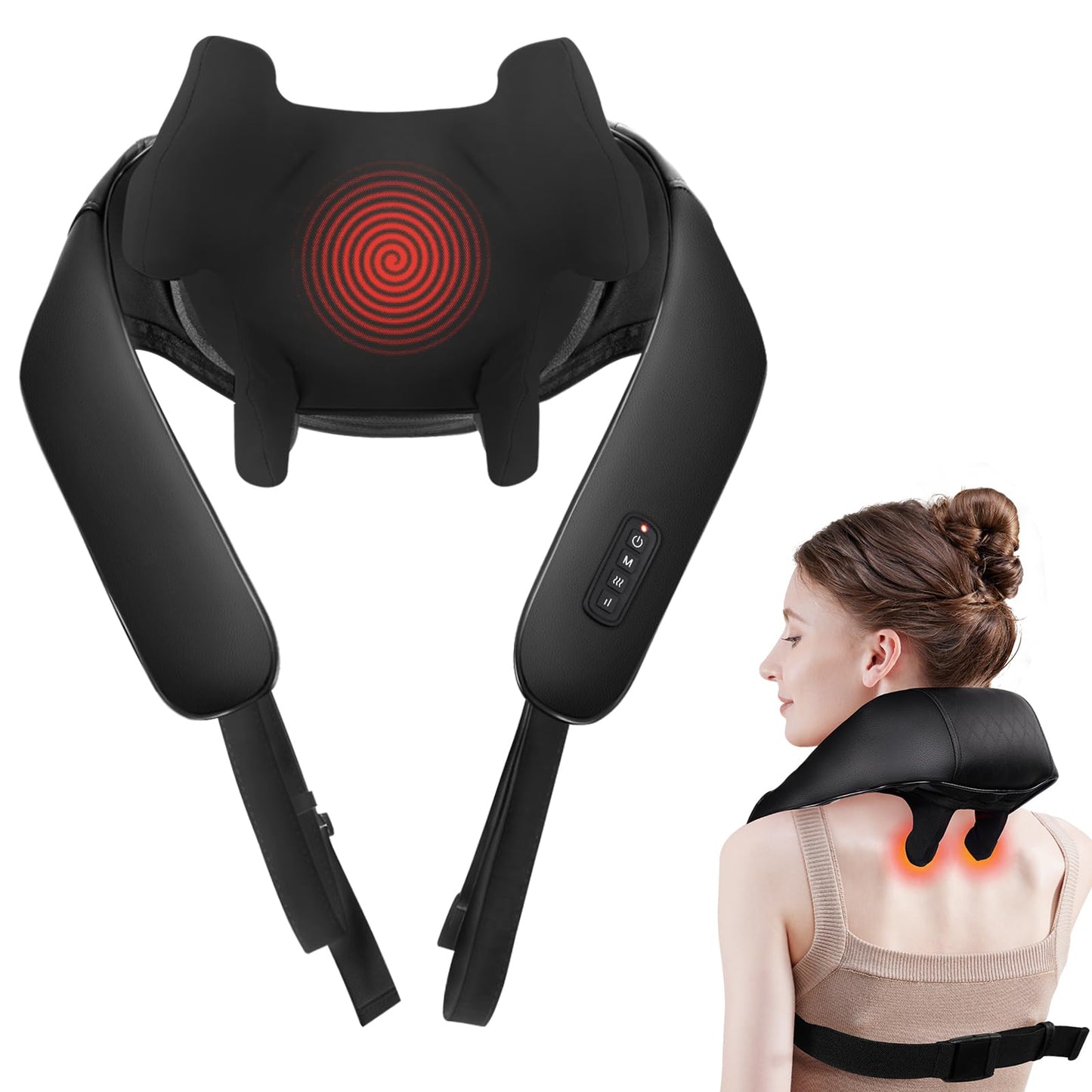 Neck Massager with Heat - Cordless Shiatsu Neck and Back Massager for Pain Relief Deep Tissue, Rechargeable 6D Kneading Brushless Motor Shoulder Massage Gifts for Women Men Home Office Car Christmas