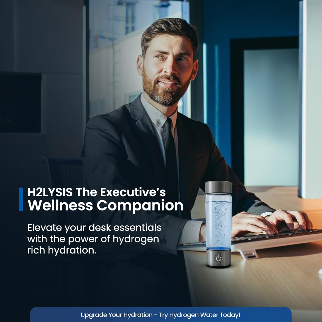 2025 New Glass Hydrogen Water Bottle Generator, 14oz/420ml with 2200ppb in 3 min SPE/PEM Technology, Portable H₂ Maker Water ionizer Machine for Home, Office & Travel, Rechargeable