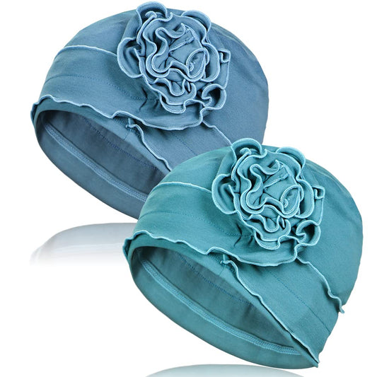 AIPESL 2 Pieces Cotton Chemo Turban Headwear, Soft Cancer Headwear Elastic Cancer Cap for Women with Hair Loss