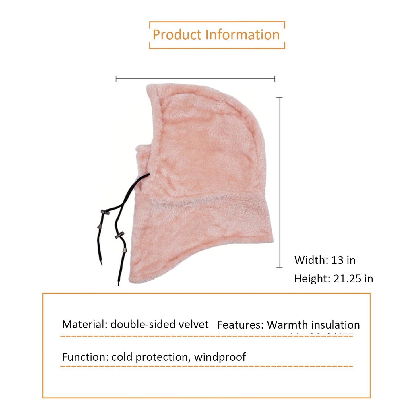 Sherpa Hood, Wind-Resistant Winter Face Mask, Fleece Ski Mask for Men and Women, Warm Face Cover Hat Cap Scarf (US, Alpha, One Size, Brown)