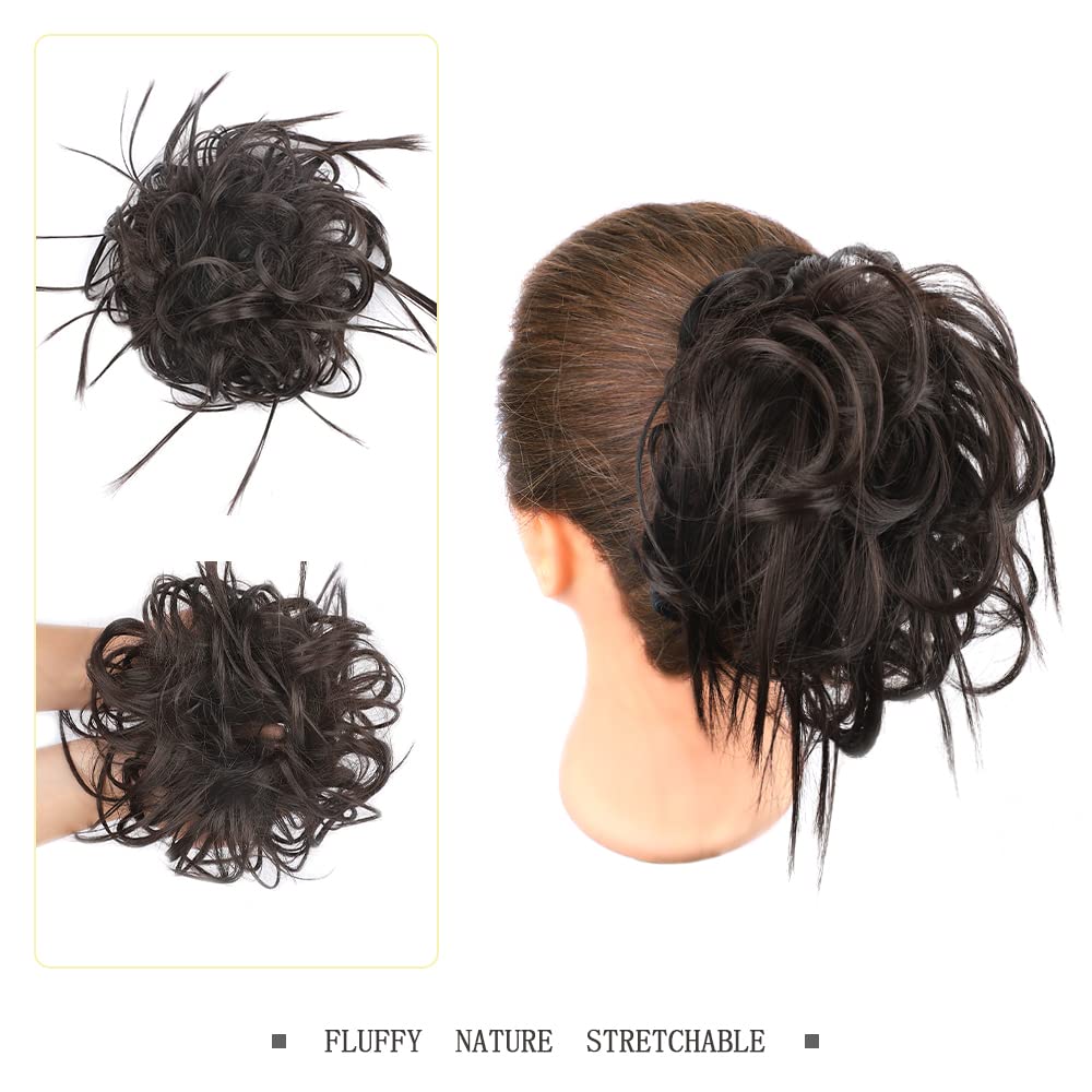 HMD Tousled Updo Messy Bun Hair Piece Hair Extension Ponytail With Elastic Rubber Band Updo Extensions Hairpiece Synthetic Hair Extensions Scrunchies Ponytail Hairpieces for Women
