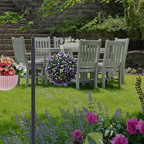 Bird Feeder Pole, Double Shepherds Hooks for Outdoor, 5 Base Prongs Adjustable Stand for Hanging Heavy Duty Feeders, Plant Baskets, Garden Plant Hanger Stands (78Inch, 2 Pack)
