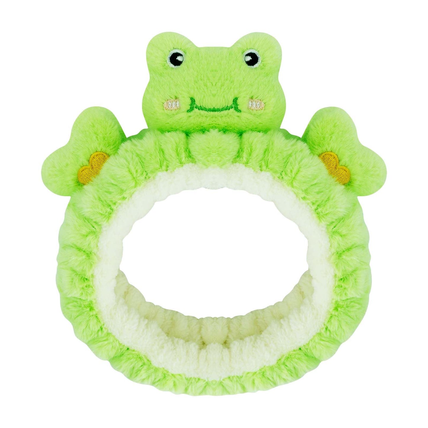 Kawaii Spa Headband for Washing Face, Cute Green Frog Headband for Make Up, Washing, Party, Soft Headband for Woman Girls