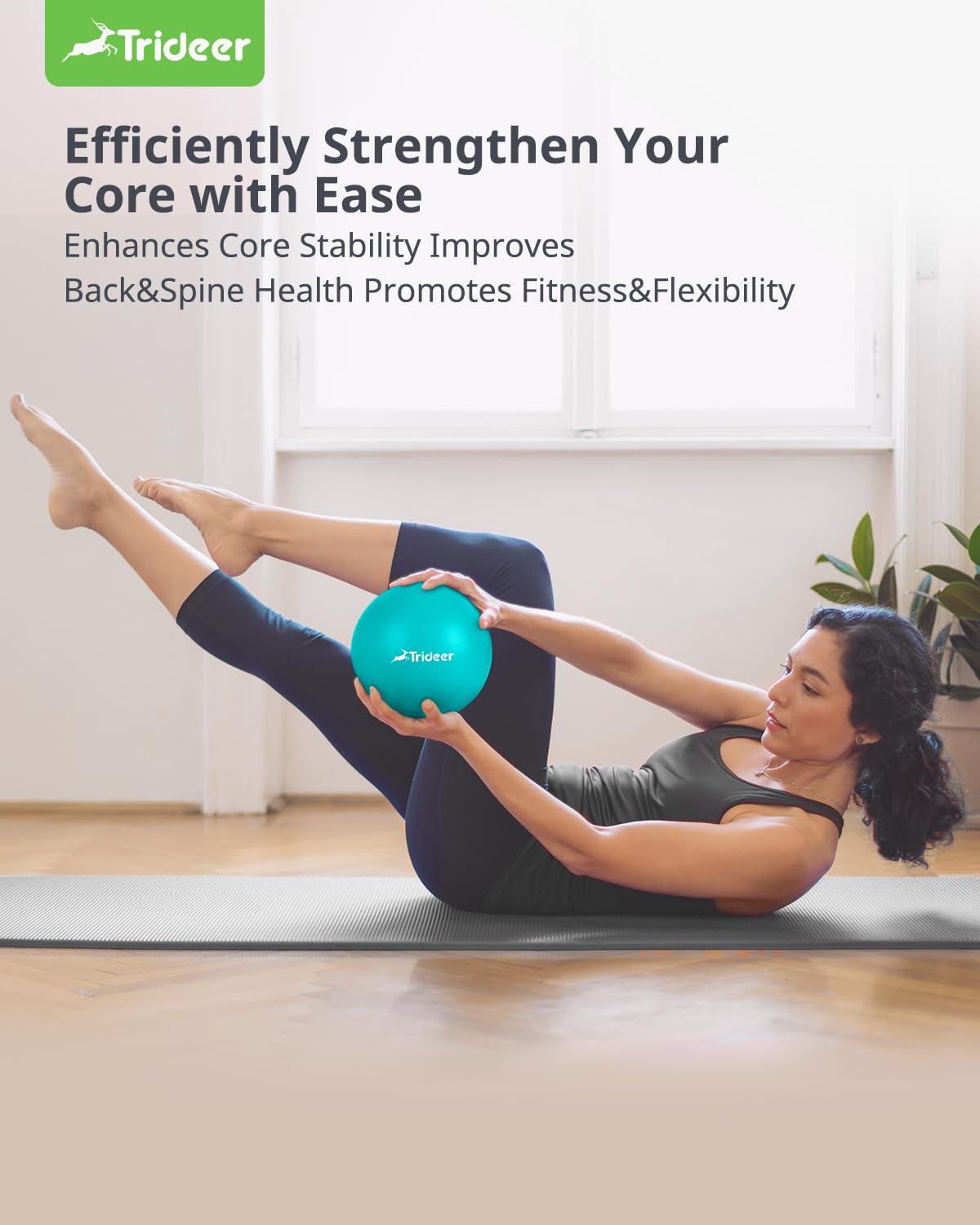Trideer Pilates Ball 9 Inch Core Ball, Small Exercise Ball with Exercise Guide Barre Ball Mini Yoga Ball for Pilates, Yoga, Core Training, Physical Therapy, Balance, Stability, Stretching (Turkis)