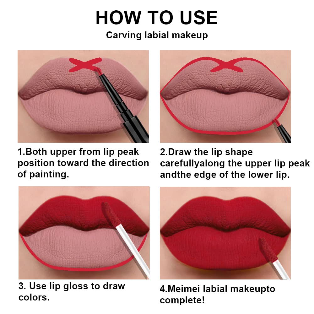 evpct DNM 3Pcs Dark Brown Red Matte Lip Liner and Liquid Lipstick Sets for Women Stay on Lipstick 24 Hour Lip Stick Packs Matte Lip Stain Lipgloss Sets for Dark Skin Women Waterproof Long Lasting 24