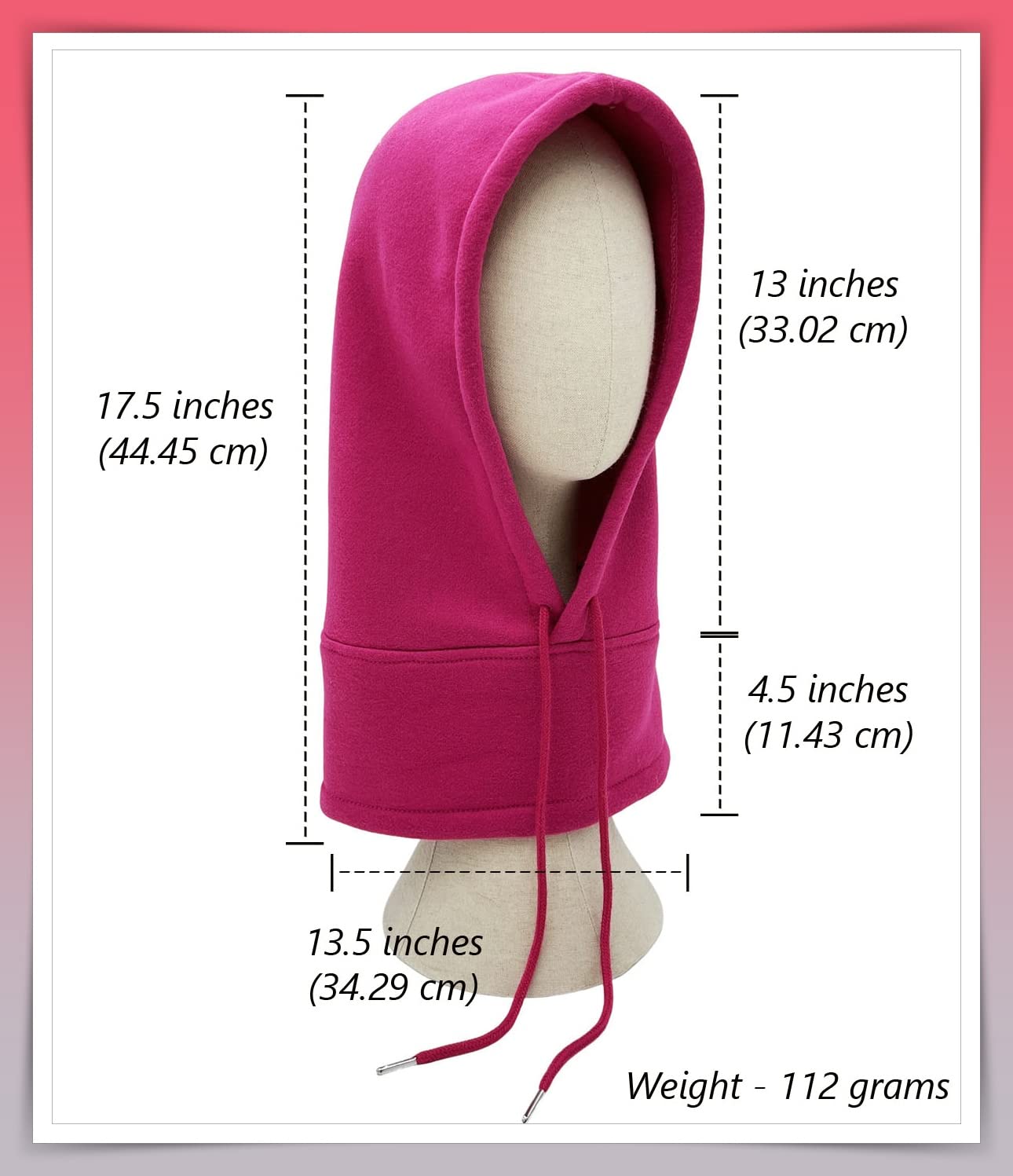 BA UNIQUE FASHION Unisex Sporty Snood Hat with drawstring Hood Scarf Neck Warmer Winter Balaclava Hood (Fuchsia)