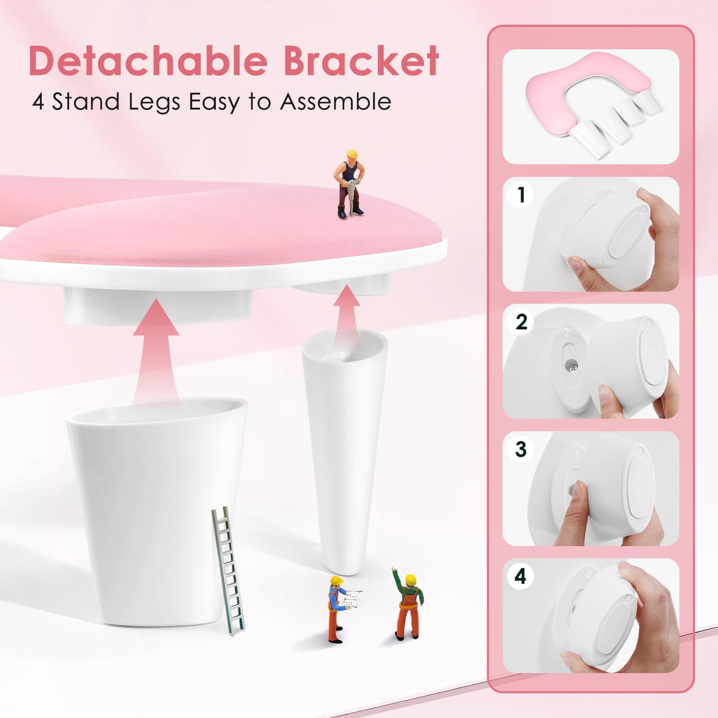 Arm Rest for Nails Tech: U-Shaped Manicure Nail Arm Rest Stand Pink Big Armrest Microfiber PU Leather Hand Rest Pillow for Acrylic Nail Cushion