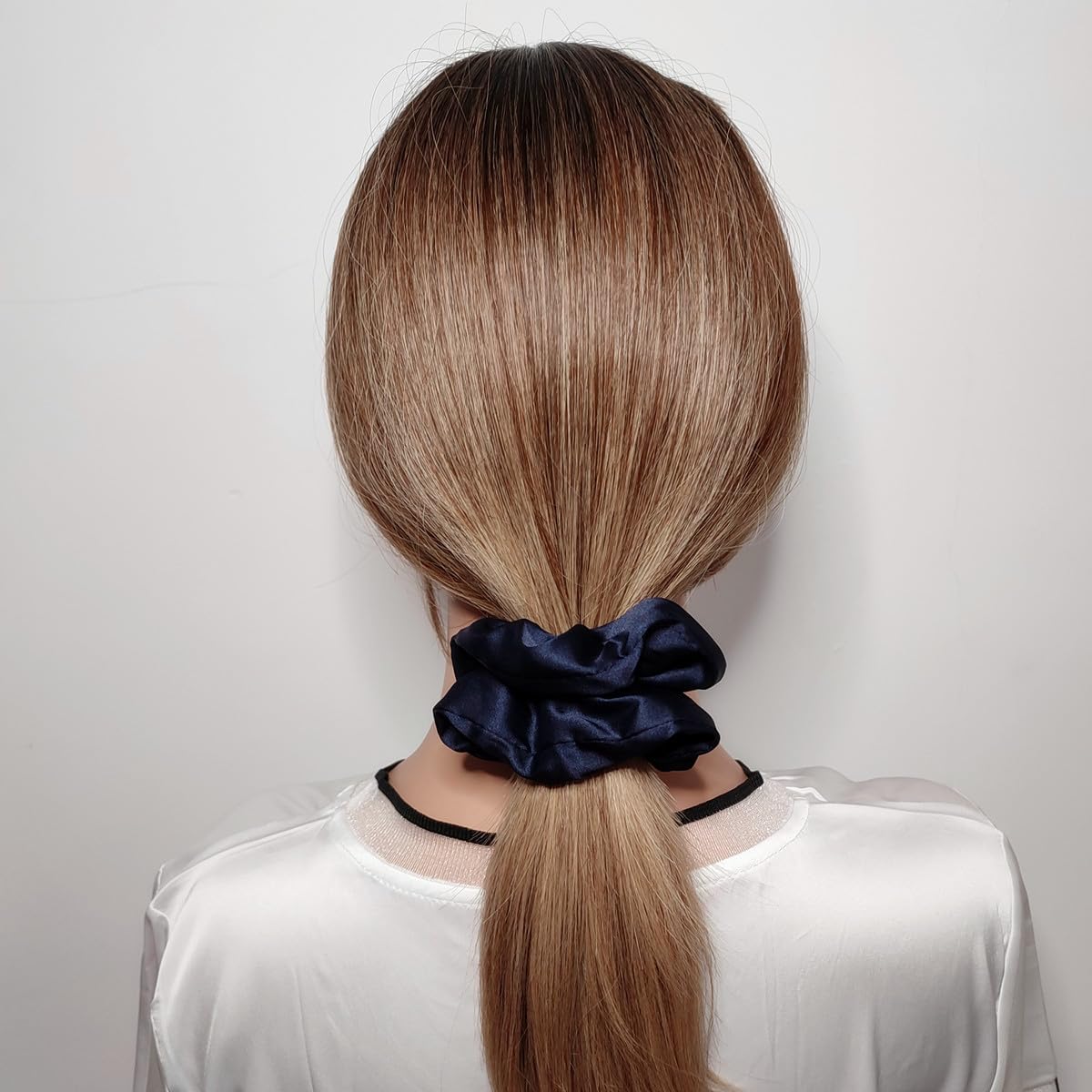 Sufermoe 12 Pcs Satin Silk Hair Scrunchies, Assorted Blue, 4.5 Inch Hair Ties for Women Girls