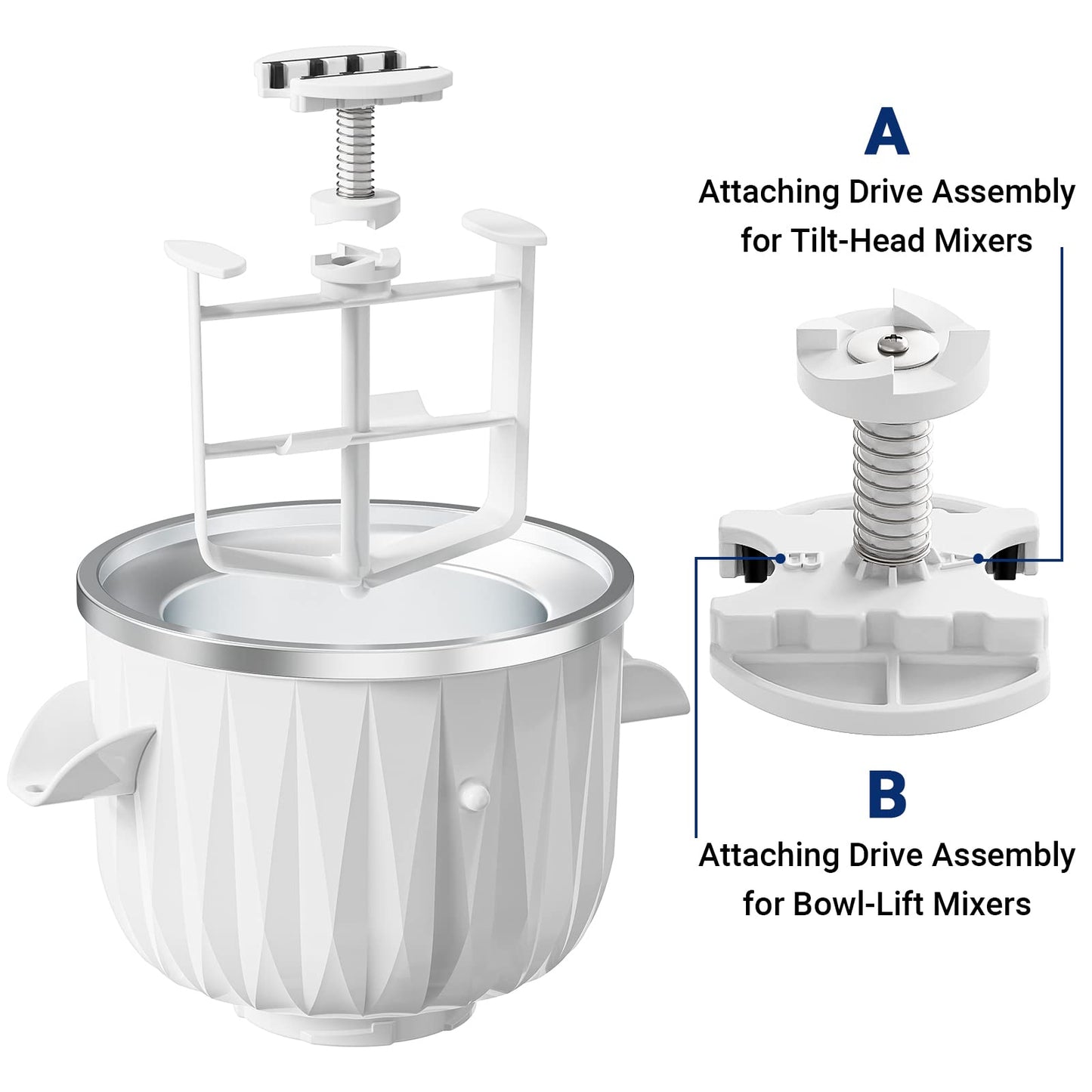 Ice Cream Maker Attachment for Kitchenaid Stand Mixer, 2 Quart Ice Cream Attachment Fits for 4.5Qt and Larger Stand Mixers, Frozen Yogurt, Ice Cream & Sorbet Gelato Maker by InnoMoon