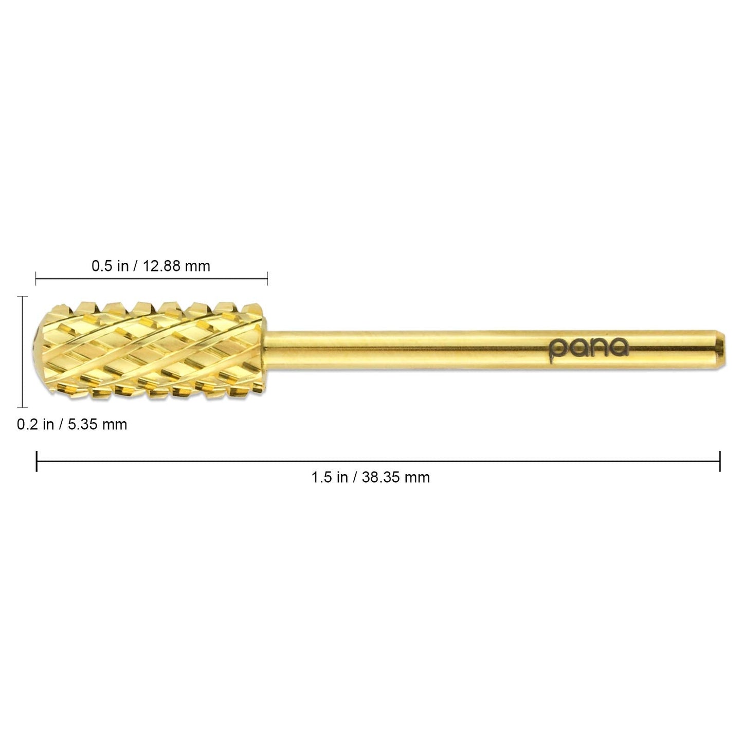 PANA 3/32" Small Smooth Round Top Safety Carbide Nail Drill Bit for Gel Polish & Acrylic Removal Nail Salon Manicure Pedicure Electric File Tools (Small Barrel - Gold, 4X Coarse)