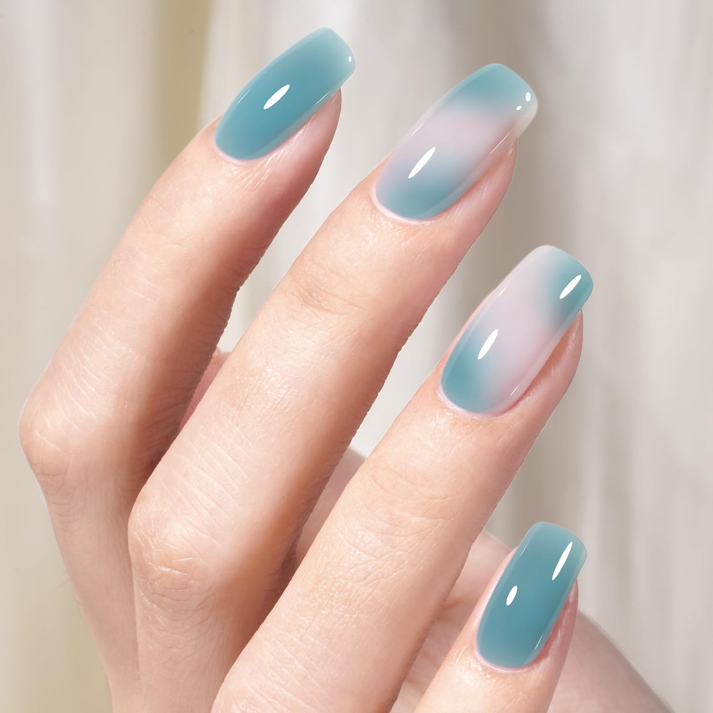 AILLSA Sheer Blue Gel Nail Polish Sky Blue Jelly Gels Polish Summer Neutral Nude Nail Polish Long Lasting Translucent Natural Color Soak Off U V Gel Nails for Nail Art DIY at Home 0.51 Fl Oz /GB71
