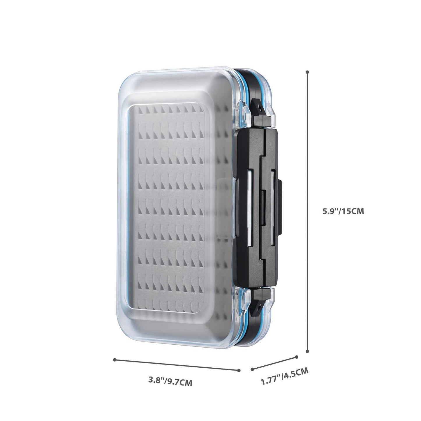 Gonex Fly Boxes for Fly Fishing Jig Boxes Two-Sided Waterproof Lightweight Fly Fishing Box Easy Grip Transparent Lid Fly Fishing Lures Box, 5.9"x 3.8"x 1.77", Grey