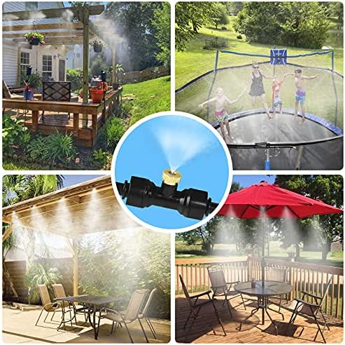 Bonviee Misters for Outside Patio - 75FT Misting Cooling System with 28 Brass Nozzles and 3/4" Adapter, 23M DIY Outdoor Misters Kit for Garden, Greenhouse, and Patio Cooling