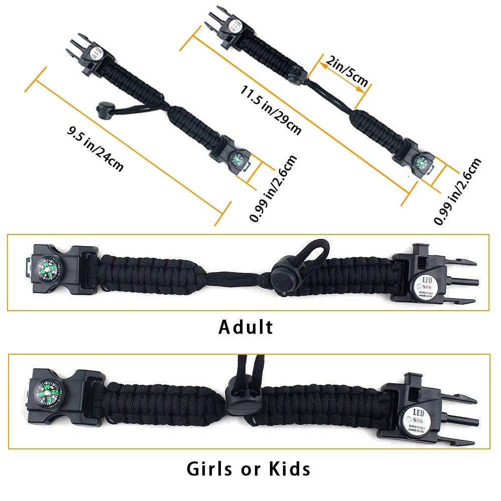 Daarcin Survival Paracord Bracelet,Fire Starter,SOS Light,Compass,Whistle,Adjustable AK87 20 in 1,Stocking Stuffers,Perfect for Kids and Men to Outdoor Hiking Fishing Hunting Camping Gear Set