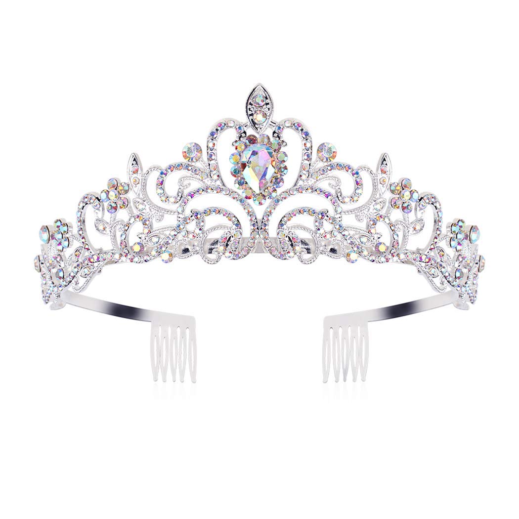 Didder Crystal AB Rhinestone Tiaras and Crowns for Women - Princess Elegant Headband with Comb - Birthday Crowns for Girls