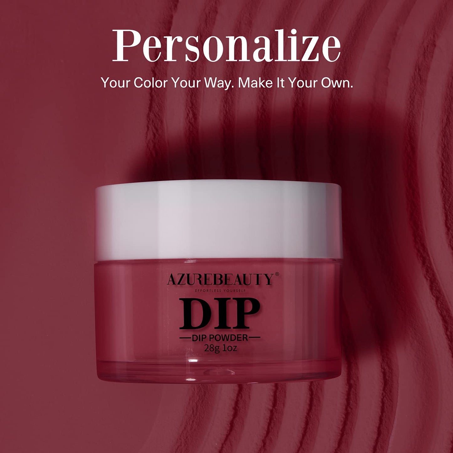 AZUREBEAUTY Dip Powder Dark Reddish Red Color, Scarlet Nail Dipping Powder French Nail Art Starter Manicure Salon DIY at Home, Odor-Free and Long-Lasting, No Needed Nail Lamp Curing, 1 Oz
