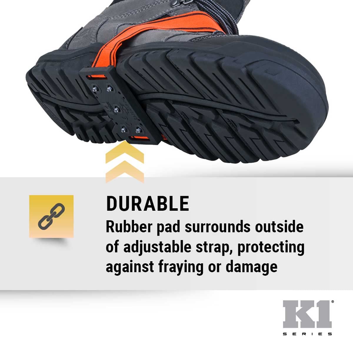 K1 Mid-Sole Ice Cleats - Rotatable Traction Aids For Shoes/Boots - Indoor/Outdoor, Climbing, Driving - Low Profile - Orange