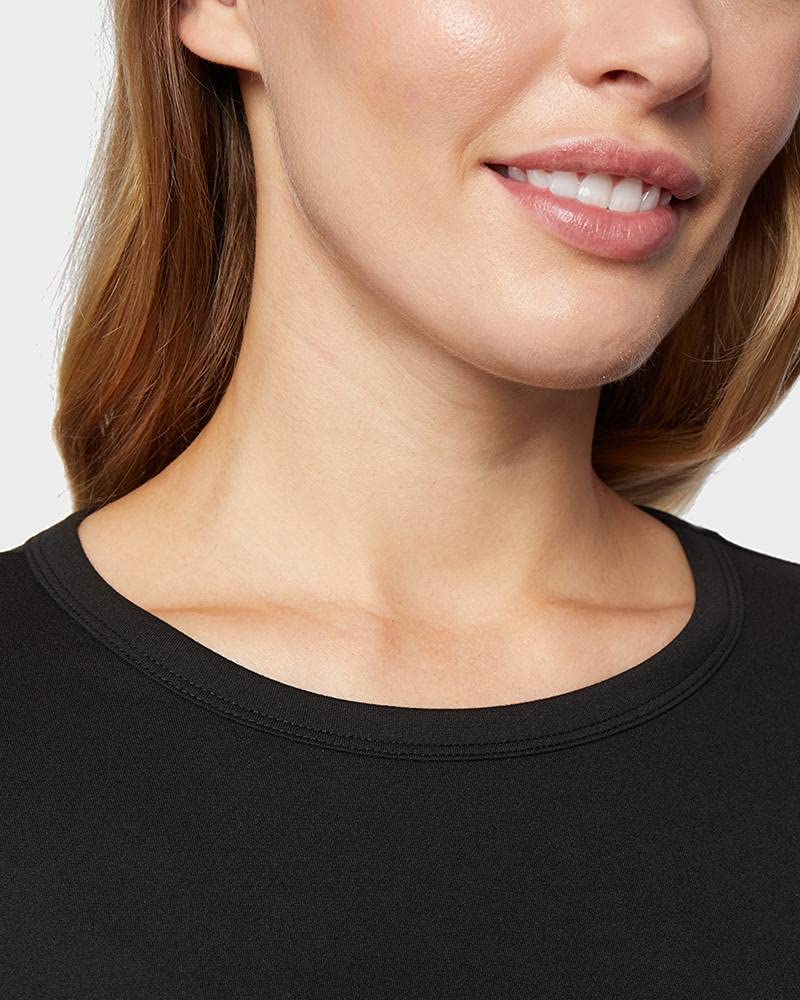 32 Degrees Heat Womens Ultra Soft Thermal Lightweight Baselayer Crew Neck Long Sleeve Top, Black, Small