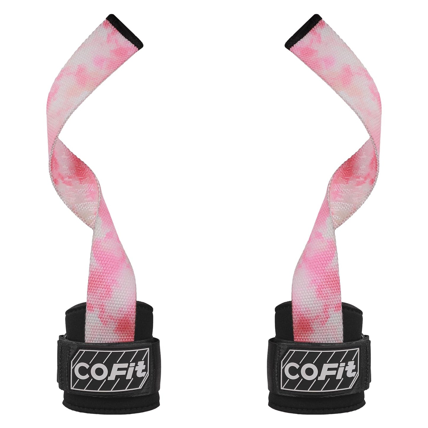 COFIT Workout Lifting Straps, Heavy Duty Weightlifting Wrist Straps with Extensive Cotton Padding Area, Enhanced Grip for Deadlifts, Powerlifting, Pull-Ups, Strength Training - Colorful Pink