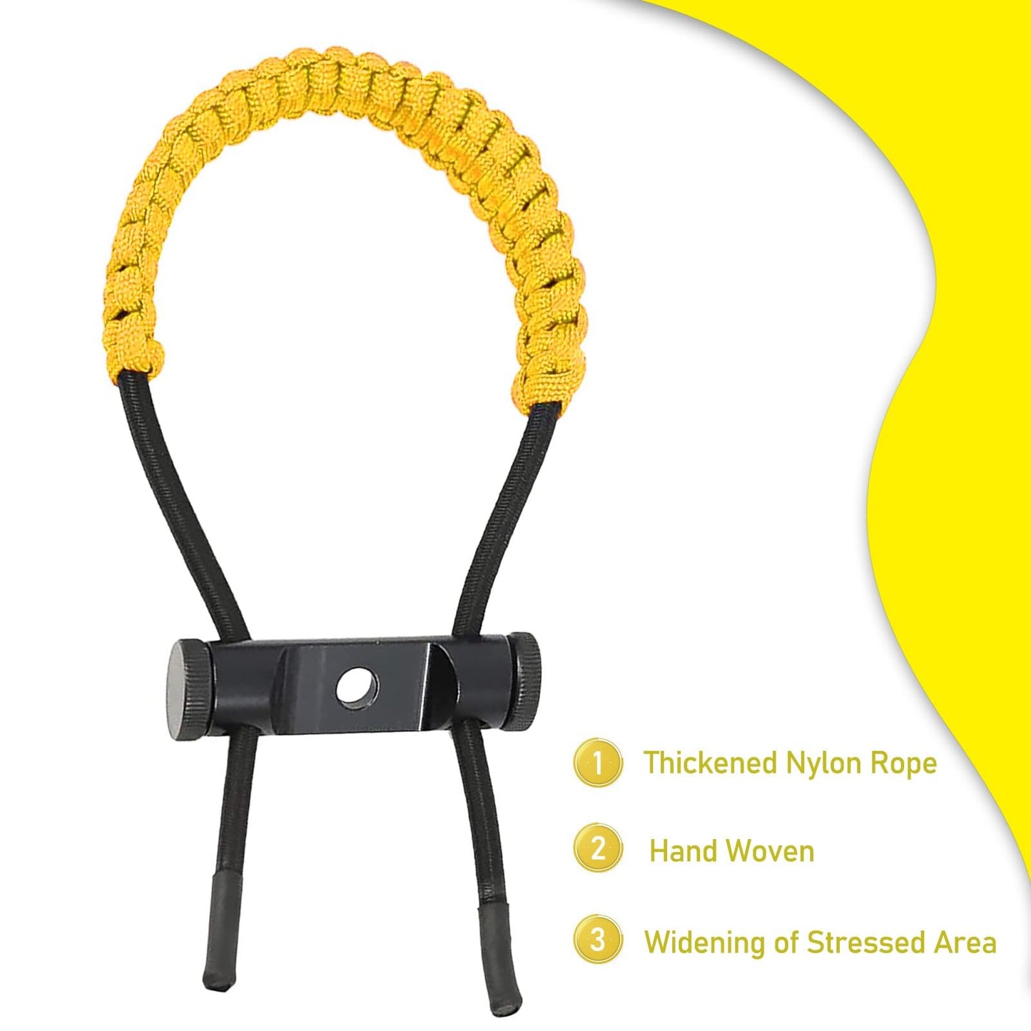 Archery Bow Wrist Sling, 550 Paracord Strap for Compound Bow & Recurve (Yellow)
