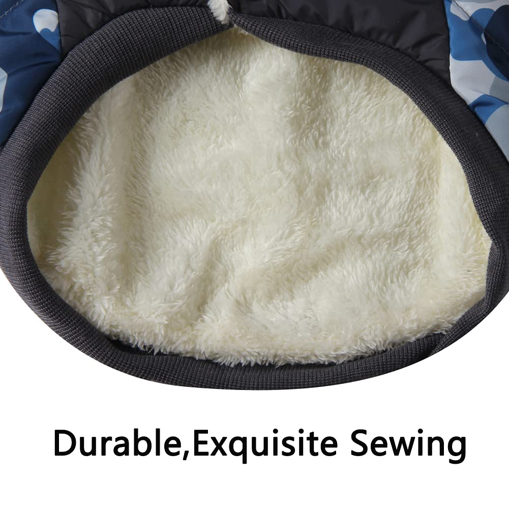 Vecomfy Fleece Lining Warm Dog Coats for Small Dogs Waterproof Puppy Jacket for Winter Blue Camo S