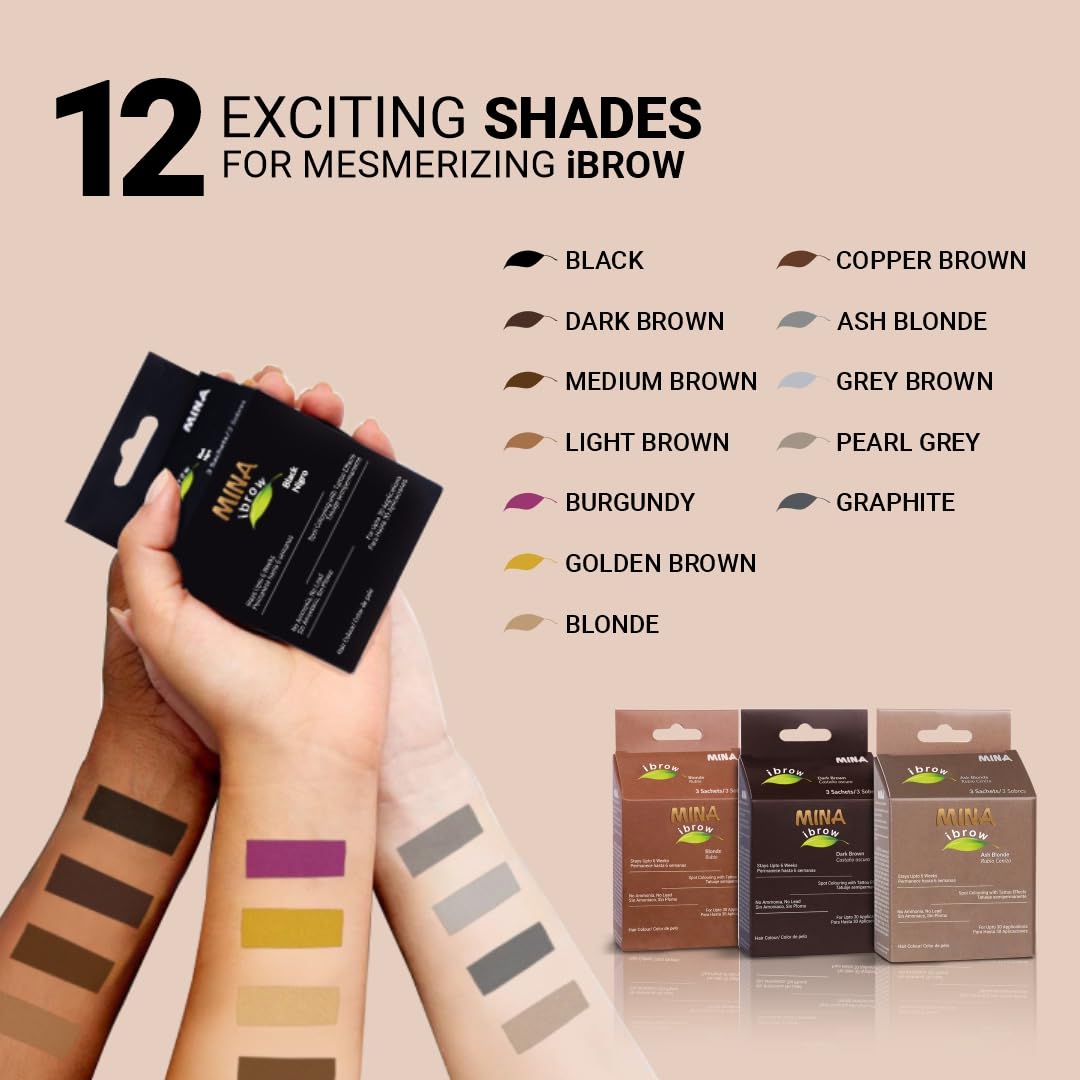 MINA ibrow Henna Regular Pack & Coloring tint kit up to 6 week (Pearl Gray)