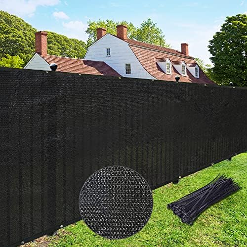 UPGRADE Privacy Screen 6' x 50' Fence Commercial Shade Cover with Brass Grommets Heavy Duty Perfect for Outdoor Back Yard, Black, Customizable