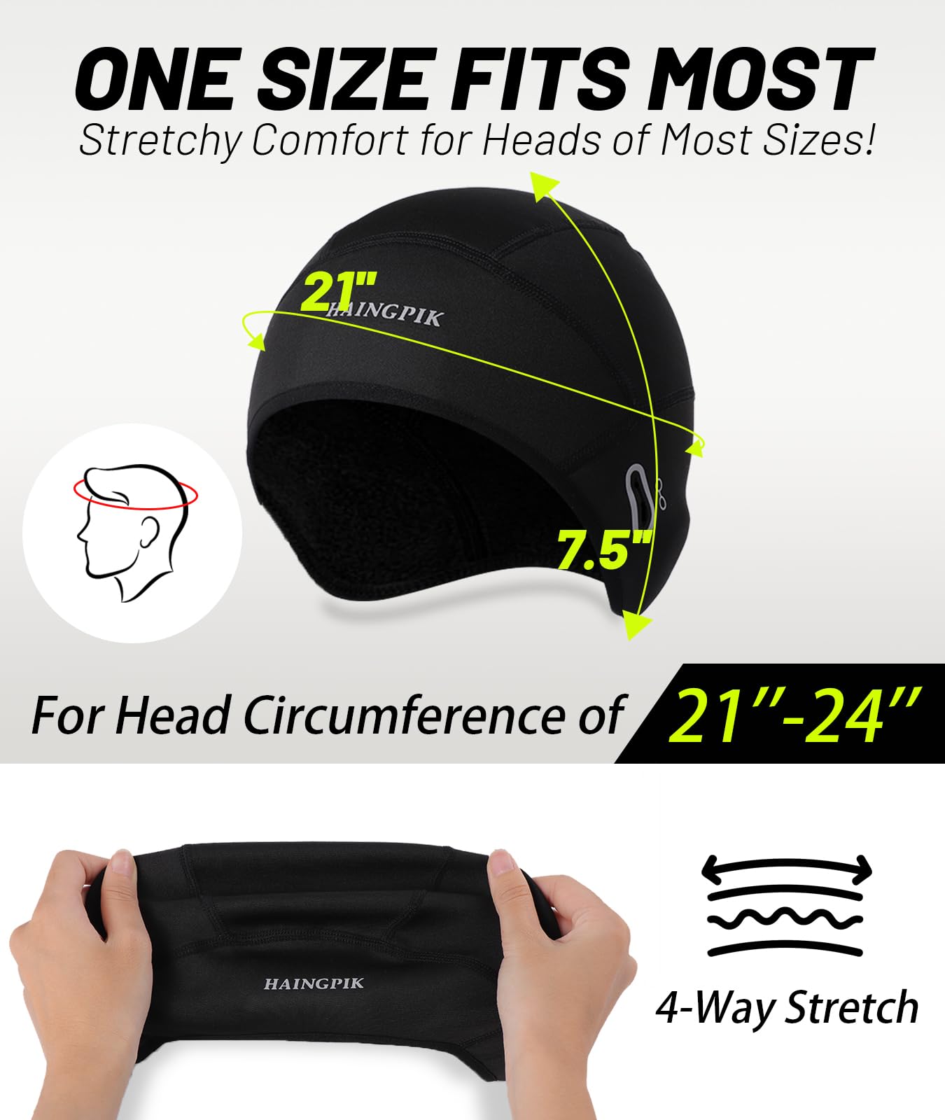 HAINGPIK 2 Pack Winter Skull Cap Helmet Liner for Men, Thermal Cycling Cap with Glasses Holes, Warm Hat Beanie for Cold Weather
