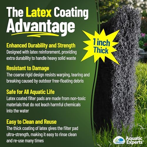 Aquatic Experts Classic Koi Pond Filter Pad COARSE – Bulk Roll Pond Filter Media, Rigid Ultra-Durable Latex Coated Fish Pond Filter Material US (12" x 72", Coarse (Black))