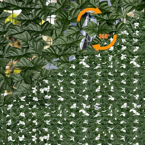 Artificial Ivy Privacy Fence Screen, 128 "x 48" (43 Sqft) Anti-Ultraviolet Artificial Hedge Grass Wall, Used for Indoor and Outdoor Green Background, Garden Greening Decoration