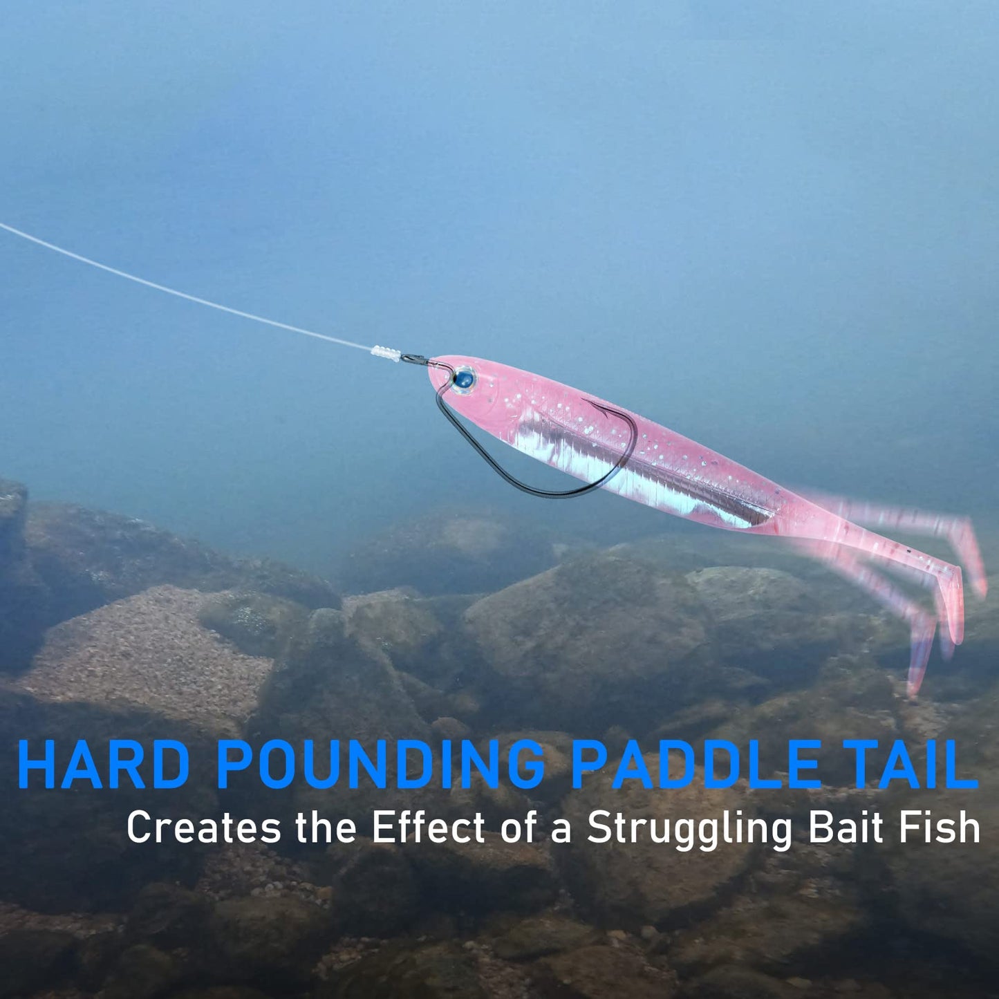 Dr.Fish Paddle Tail Swimbaits, Soft Lures for Bass Fishing, Soft Baits Swim Shad Bait Minnow Lures Drop Shot Fishing Lures 2-3/4 Inches Pink