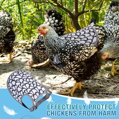 Chicken Saddles for hens, Chicken Apron Back Protector for Hens With Adjustable Strap, Chicken Hen Mating Saddle (Black, white, gray, yellow)