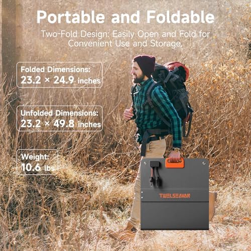 110W Portable Solar Panel for Jackery/EF/Bluetti/Anker/Goal Zero Power Station, IP68 Waterproof, 24% Efficiency, MC4 Output, ETFE Foldable Solar Charger with Adjustable Kickstand for Camping Outdoor