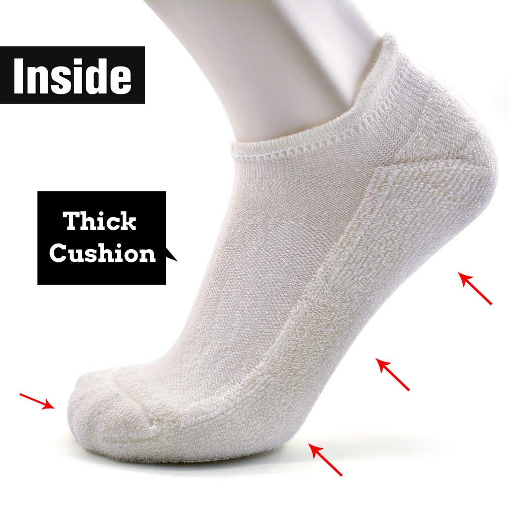 Busy Socks Womens Wool Socks Winter Size 10-13, Mens Hiking Socks Athletic Running Ankle Thick Cushion Boot Socks, Black/White/Navy, Large, 3 Pairs