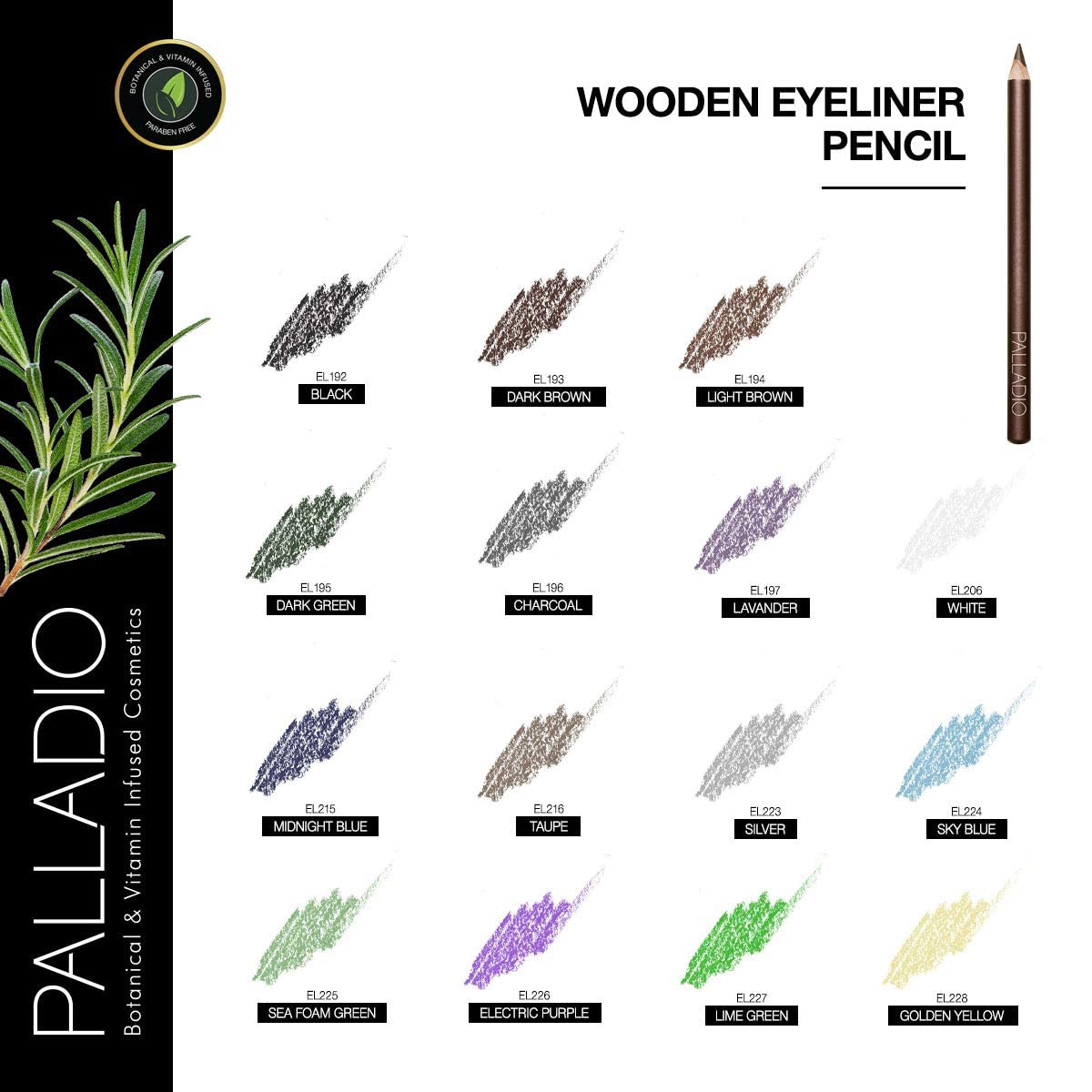 Palladio Retractable Waterproof Eyeliner, Richly Pigmented Color and Creamy, Slip Twist Up Pencil Eye Liner, Smudge Proof Long Lasting Application, All Day Wear, No Sharpener Required, Brownie