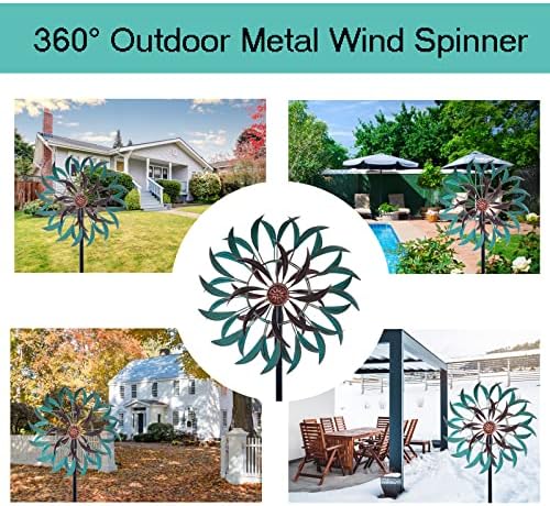VEWOGARDEN 360° Outdoor Wind Spinner, Wind Sculpture Spinner with Metal Stake, Yard Art Decor for Patio, Lawn & Garden 63 * 13