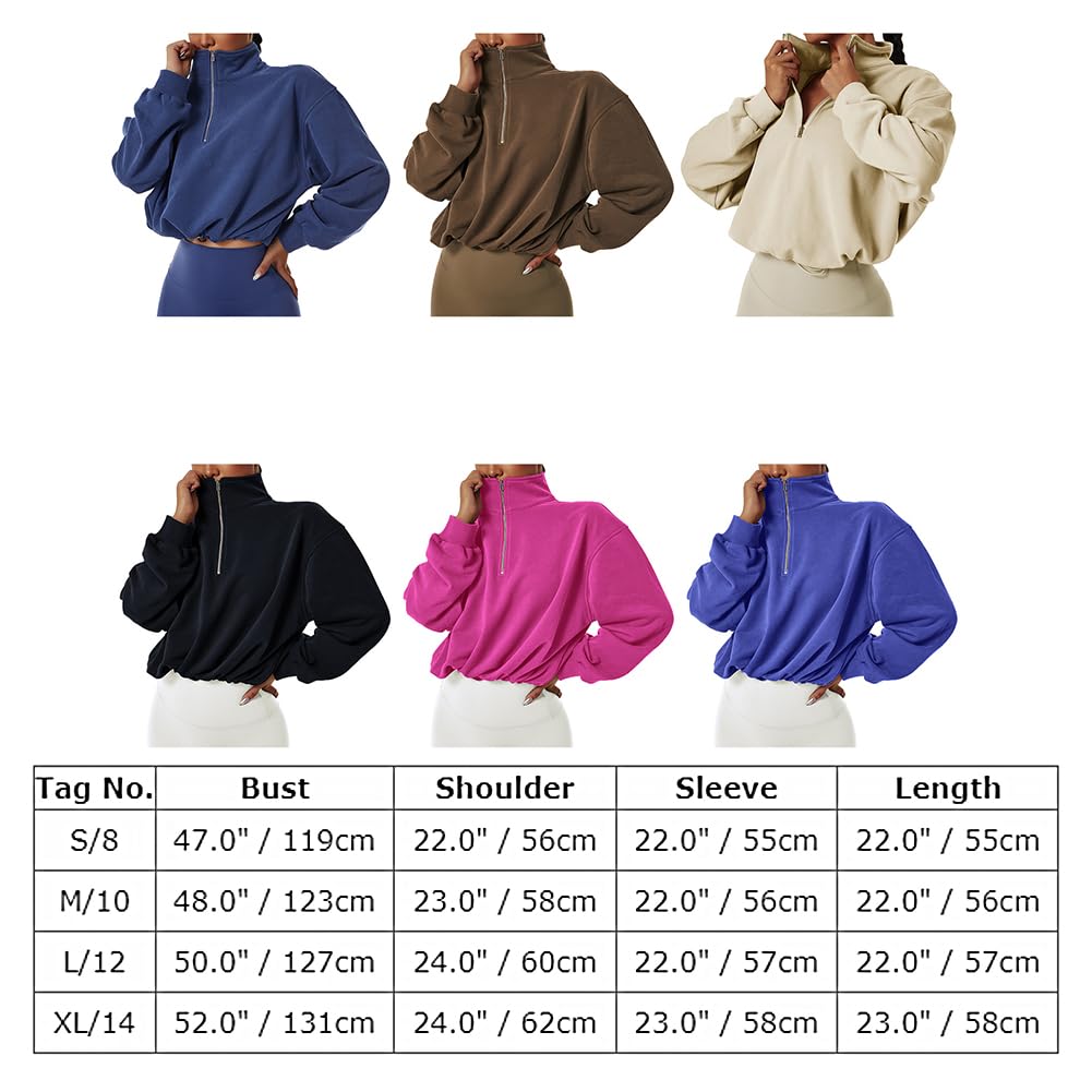 ABOCIW Cropped Sweatshirts for Women Half Zipper Long Sleeve Collar Pullover Crop Tops Y2K Fall Winter Workout Cute Athletic Hoodie Sweatshirt Cropped Jacket for Women Purple Medium
